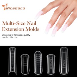 Nicedeco Poly Extension Gel Dual Nail Forms, 120pcs Nail Molds for Builder Extension, 5 Style 12 Size Dual Forms for Gel Nail Tips Nail Art Design Salon DIY Kit 2