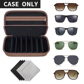 Travel Sunglasses Organizer Case for Sojos/for Goodr/for Quay Polarized Sunglasses Men Women, Trendy glasses Storage Holder for Retro Oval/Rectangle Aviator Shady Rays Sunglasses (Bag Only)-Brown