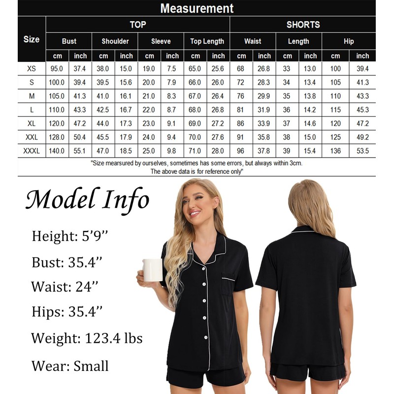 SWOMOG SWOMOG Womens Button Down Pajamas Set Short Sleeve Sleepwear