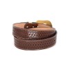 Western CF Belt Genuine Leather Gold Bull Basketweave Horse Buckle