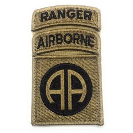 82nd Airborne OCP Patch w/ABN and RANGER tab sewn together W/ hook fastener (EA)