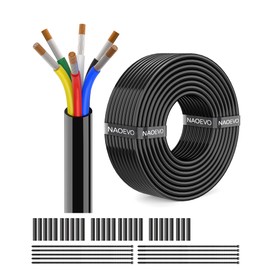 NAOEVO 14 Gauge Wire 6 Conductor Electrical Wire, 14 AWG Stranded PVC Cord, 12V Low Voltage/Tinned Copper/Flexible Cable for Automotive Wiring, Lamp Cord, Marine Cable (50FT)