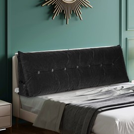 Gorilla Gadgets Large Reading Bed Rest Pillow - Triangular Headboard Wedge Pillows, Backrest Positioning Support, Extra Filling with Washable Velvet Cover