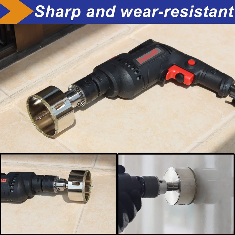 3 1/4 Inch (85mm) Diamond Hole Saw with Pilot Bit,