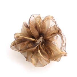 VINGTAINE HS-141-BR- Organza Volume, Chunchie, Large, Big, Gorgeous, Mature Look, Stylish, Bulk Hair Scrunchie, Pony,