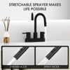 NOHALIPY Stainless Steel Matte Black Bathroom Faucet with Pull Out