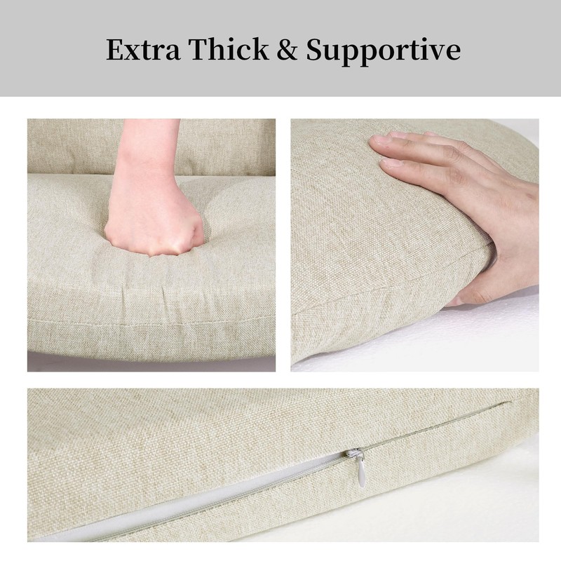 HOMBYS Glider Rocker Replacement Cushions with Storage Side Pocket,Linen-Like Fabric,