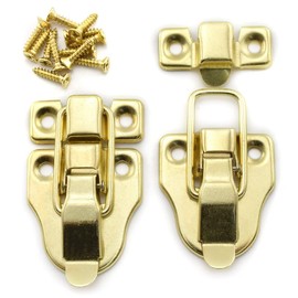 SDTC Tech 2-Pack Antique Duckbilled Toggle Latch Wooden Box Spring Loaded Hasp Latch Catch with Screws for Jewelry Box Cabinet Toolbox Trunks (Gold)