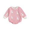 ZAXARRA Baby Girl Romper Long Sleeve Round Neck Goose Embroidery