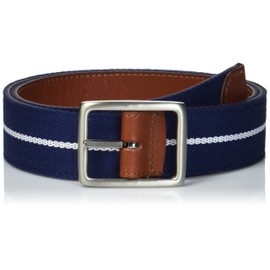 vineyard vines mens Leather & Webbing Reversible Belt, Navy, 32 US