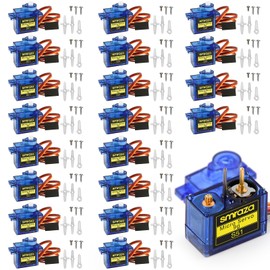 Smraza 20 Pcs SG90 9G Micro Servo Motor Kit for RC Robot Arm/Hand/Walking Helicopter Airplane Car Boat Control with Cable, Mini Servos for Arduino Project