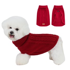 PINA Dog Sweater, Turtleneck Dog Sweater Classic Cable Knit, Dog Pullover Sweater Classic Warm Windproof, Puppy Sweater Winter Clothes for Small Medium Large Dogs