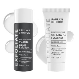 Paula's Choice-SKIN PERFECTING 8% AHA Gel Exfoliant & 2% BHA Liquid Travel Duo-Facial Exfoliants for Blackheads Enlarged Pores Wrinkles and Fine Lines