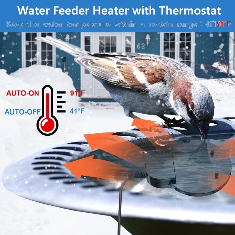KNEOYR 500W De-icer Submersible Bird Bath Heater - Ideal for