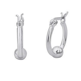 Silverly 925 Silver Small Hoop Earrings - 17 mm Round Tube Ball Hoops for Women - Chunky Design With Saddleback Closure - Ladies Fine Jewellery Gifts