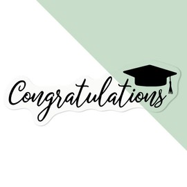 Small 100mm 'Graduation Congratulations' Clear Static Window Cling Sticker/Decal (Black) (WC00106383)