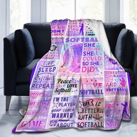 Magazasi Softball Blanket Gifts for Girls Women Ultra Soft Warm Flannel Throw Blanket Softball Team Softball Lover Gifts for Adults Kids Teens Bed Sofa 50"X40"INCH