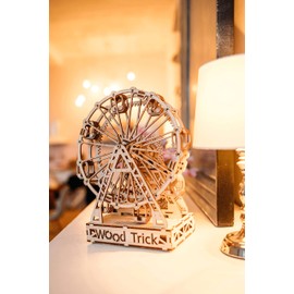 Wood Trick Ferris Wheel Rotating Mechanical Model - 3D Wooden Puzzles for Adults and Kids to Build - Engineering DIY Wooden Models for Adults to Build