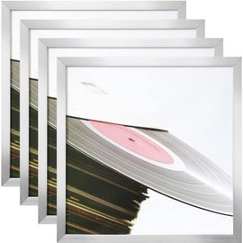 eletecpro 12.5x12.5 Record Frames, Silver, Sturdy and Lightweight PVC Album Frame Made to Display Vinyl Records, Home Decor LP Record Frame for Wall Easy to Hang Suit to 12x12 LP Covers, Set of 4