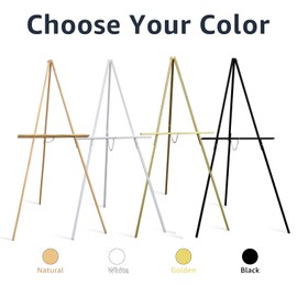 NianFeng Wooden Easel Stand for Sign, Easel Display Stand Floor for Wedding Sign with Adjustable Tray, 63-Inch, Tripod A-Frame Poster Light Duty, Welcome, Art Show & Baby Shower (Natural)