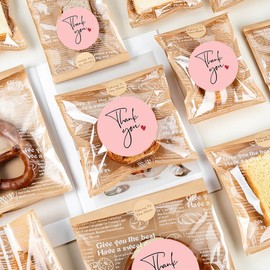 1.5inch Thank You Stickers 240PCS Small Business Labels Envelopes,Pink Baking Sticker,Thank Your Order Sealing Stickers Decoration for Business