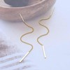 Aneneiceera Vintage Long Bar Threader Chain Earrings Gold Vertical Bar