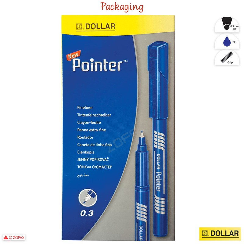 DOLLAR Pointer Fine Line Fineliner Pens Writing Pack Write Sketch
