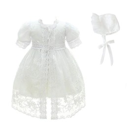 Glamulice Flower Baby Girl Dresses 24M/ 18-24 Party Dress Milky White Special Occasion Christening Baptism Dresses Lace Infant Formal Church Wedding Princess Bow Formal Photo Shoot Gown Evening Gala