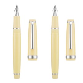 2 PCS Jinhao 82 Resin Fountain Pen Iridium Extra Fine & Fine Nib with Converter, Yellow with Silver Clip Writing Pen Set