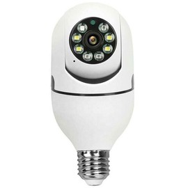 Wireless Light Bulb Camera, 2.4GHz & 5GHz WiFi Bulb Camera, 2-Way-Audio, Motion Detection and Alarm, 3MP Full Color Night Vision, SD/Cloud Storage, Work with Alexa, E26/E27 Socket - Color: white