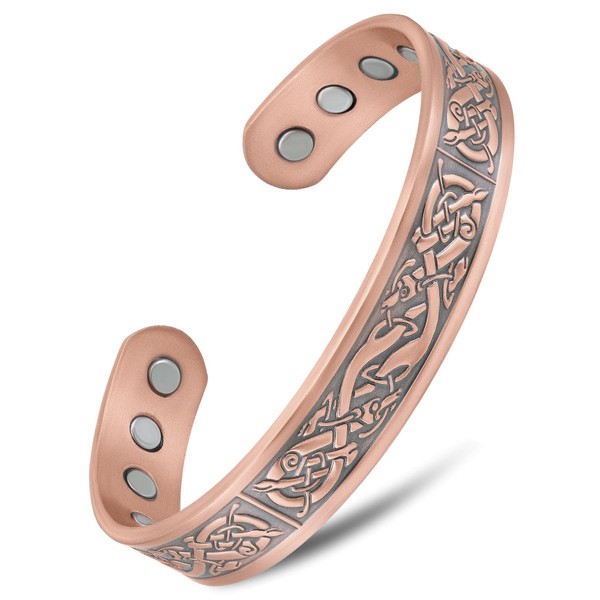 MagnetRX® Magnetic Copper Bracelets for Men – Effective 99.9% Pure Copper Bracelet for Men – Adjustable Copper Magnetic Bracelets (Viking)