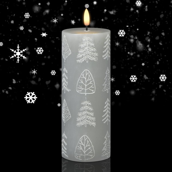 GenSwin Carved Christmas Tree Candle Flameless Candle with 6h Timer,
