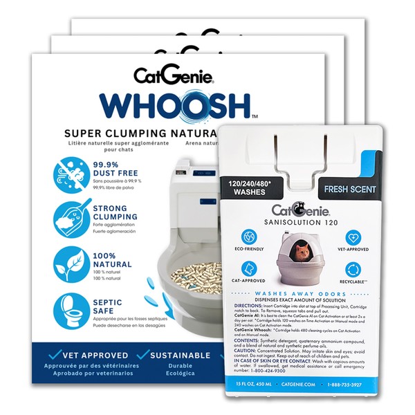 CatGenie Whoosh Super Clumping Natural Cat Litter 3+1 Pack with