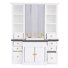 1/12 Dollhouse Mini Basin Cabinet Miniature Furniture for Bathroom Kitchen DecorationWhite