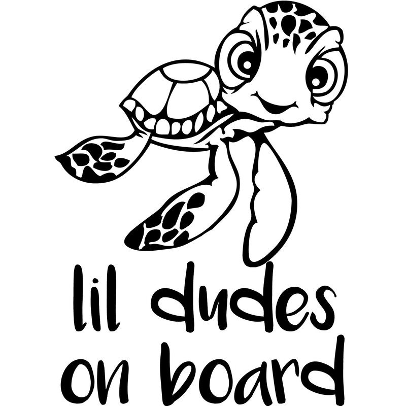 Lil Dude (or Dudette) on Board Turtle Vinyl Decal Sticker