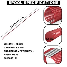 esmusssein F016800181 Replacement Strimmer Line for ART 26 Combitrim Grass Trimmer, 31cm long 3.5mm dia Replacement Spool Line for Bosch ART26 (30 Pieces)
