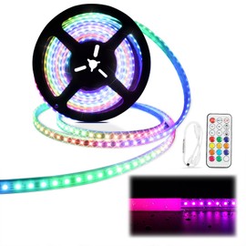 Muzata 16.4FT/5M 96LEDs/m High Density RGB LED Strip Light Waterproof Strip Spotless Channel U108 U116 Neon Lighting Effect AC1T(Power Adapter not Included)