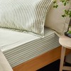 Yard Hebden Melange Stripe Cotton Pillowcase Pair, Forest