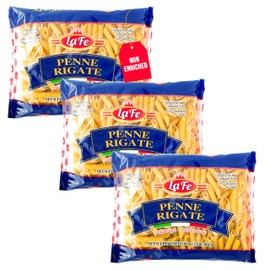 La Fe Penne Rigate Pasta 16oz - 3 Pack - Unenriched Semolina Wheat Italian Pasta Penne Rigate - Cholesterol & Sodium Free