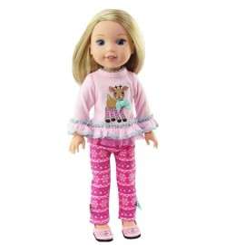 American Fashion WORLD WW Holiday, Pink Christmas Candy Reindeer Pant Set & Pink Shoes, 14-14.5" Dolls