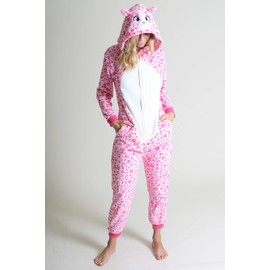 Unisex Adult Pajamas Pink Leopard Animal Onesie Costume (Pink Leopard, Large/X-Large)