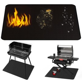 Foreverup Fire Pit Mat, 122CM Fireproof Mat, Grill Mat for Decking, 4-layer Fireproof Heat Resistant Mats, Reusable Oil-Proof Waterproof Outdoor Ember Mat Grill Mat for Barbecue, Fireplace, Camping