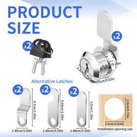 2PCS Mailbox Lock Replacement Cabinet Cam Lock Keyed with Keys 5/8" Cylinder Secured File Cabinet Locks Easy to Install Mail Box Locks and Key Set Toolbox Locke Zinc Alloy Drawer Locke and Key