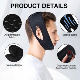 Asheyya 2 Pcs Chin Strap for Sleeping, Adjustable Reduce Anti Snoring Chin Jaw Straps for Men Women Face Lift