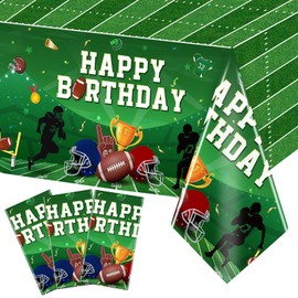 SiliFine 3 Pcs Football Birthday Party Decorations Football Table Covers Disposable Football Tablecloth Football Party Supplies 54 x 108 Inch Sports Tablecloth for Football Sports Themed Party Decor