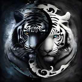 SENQAO Tiger Diamond Painting Kits for Adults, Full Drill Diamond Dots Paintings for Beginners, Round 5D Paint with Diamonds Pictures Gem Art Painting Kits DIY Crafts Kits 12x12inch