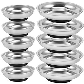 ZOENHOU 10 PCS 4â 6â Round Magnetic Tray, Stainless Steel Magnet Parts Tools Trays Parts Screw Holder Metal Collector for Mechanics Hobbyists Woodworker