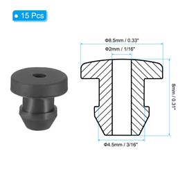 PATIKIL 4.5mm / 3/16 Inch Drill Hole,1/16 Inch ID Rubber Grommets, 15Pcs Top Hat Grommet for Wiring Eyelet Ring Gasket Automotive Firewall Cable Hole Plugs Wires Protection, Black