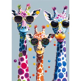 MEIYUDA Diamond Painting Cool Giraffes, 5D Diamond Painting Adults Children Animal, DIY Set Adult Diamond Painting Pictures, DIY Craft Painting Kits for Home Wall Decor 30 x 40 cm