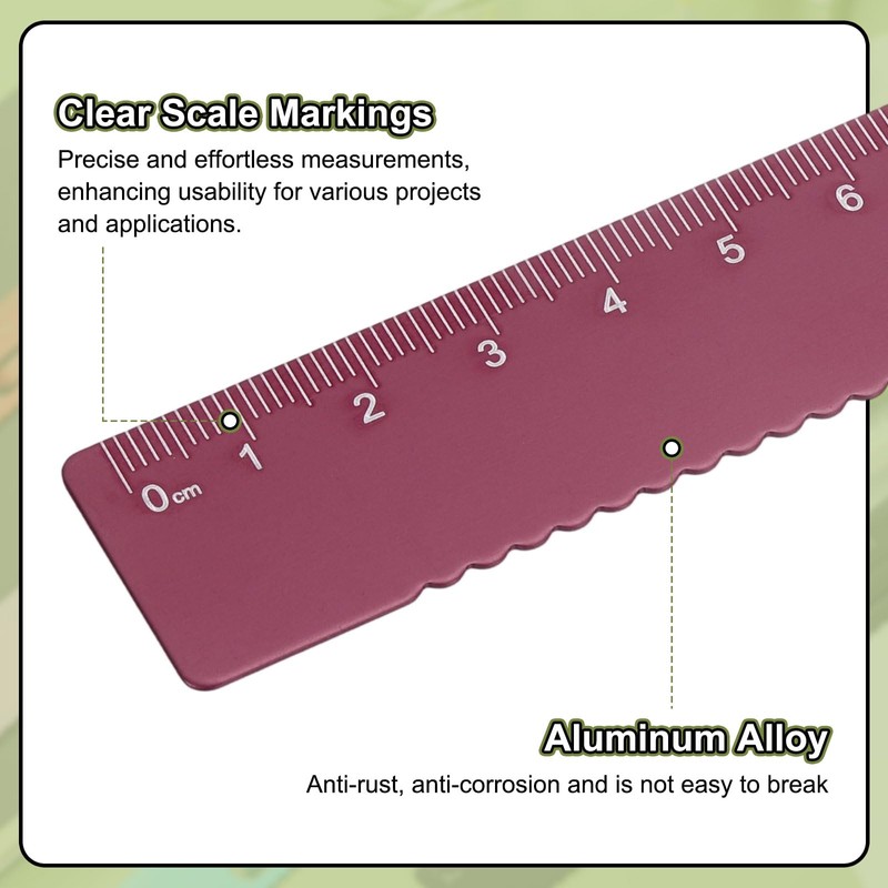 sourcing map 2pcs Straight Ruler 15cm Metric Metal Aluminum Alloy